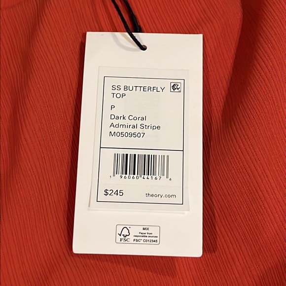 NWT Theory SS Butterfly Too Dark Coral Size P - Picture 3 of 11